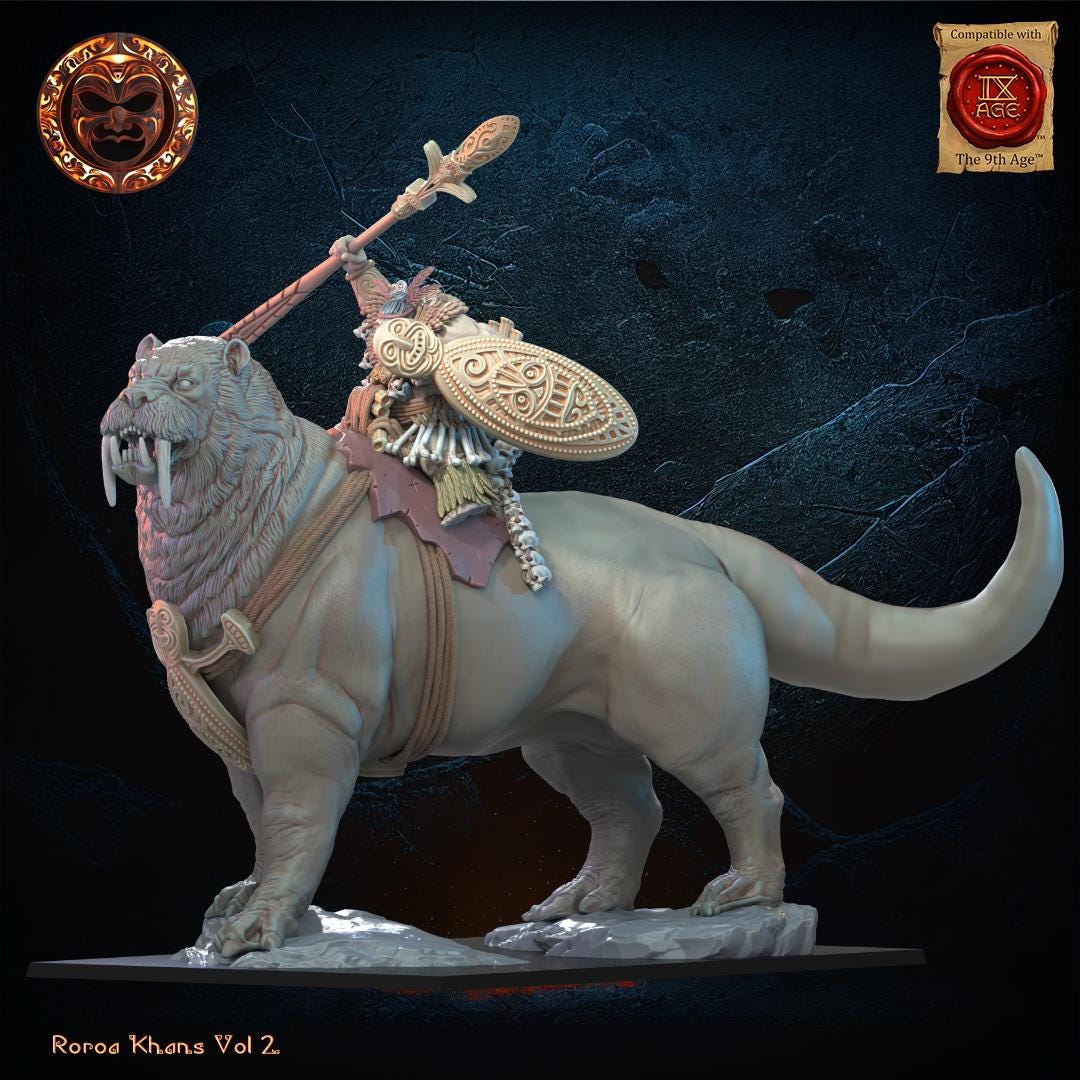 3D Printed Tusker Ariki on Bunyip Mount by Lost Kingdom Miniatures