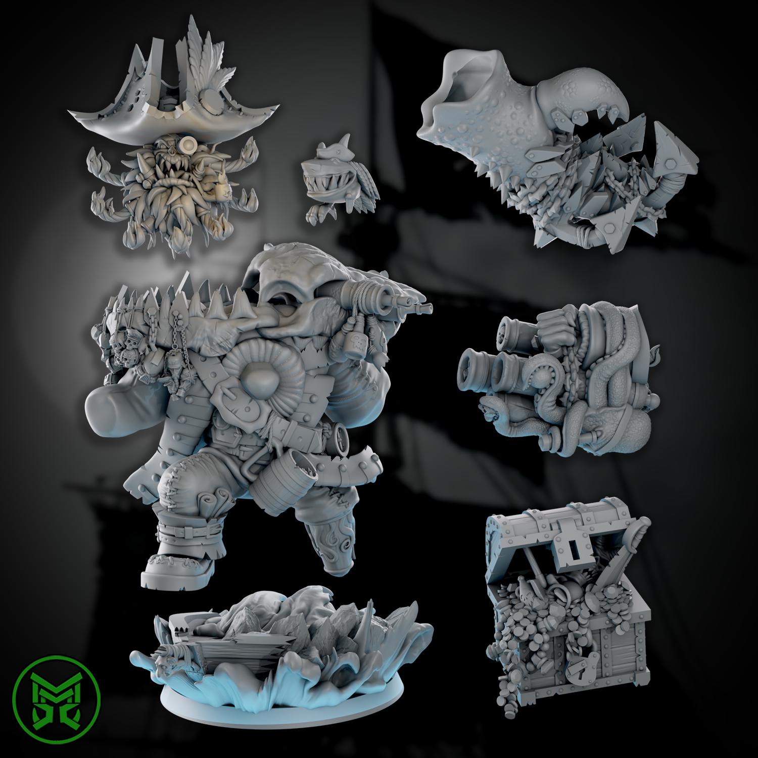 3d Printed Blakk Beard Throat Kutta by Mekka Miniatures