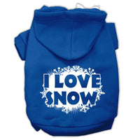 Christmas Pet Hoodie Screen Printed, "I Love Snow"