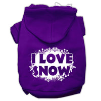 Christmas Pet Hoodie Screen Printed, "I Love Snow"
