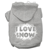 Christmas Pet Hoodie Screen Printed, "I Love Snow"