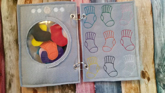 Color matching Quiet book page - Color Sock Match - laundry - color sorting busy book page - counting game - educational - learning toy - BIG FRENCHIES
