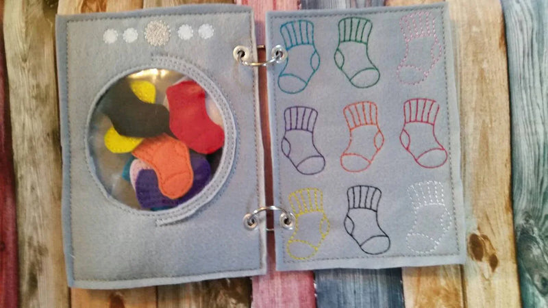Color matching Quiet book page - Color Sock Match - laundry - color sorting busy book page - counting game - educational - learning toy - BIG FRENCHIES