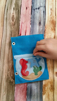 Build Your Own Felt Quiet Book.. Page by Page...Fish Bowl Activity Page.. Fish, Coral, Starfish, and Sea Horse Included - BIG FRENCHIES