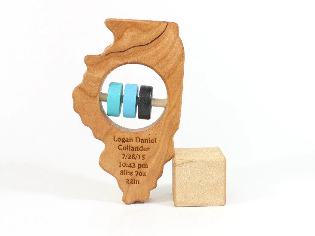 Illinois State Wooden Baby Rattle™ - BIG FRENCHIES