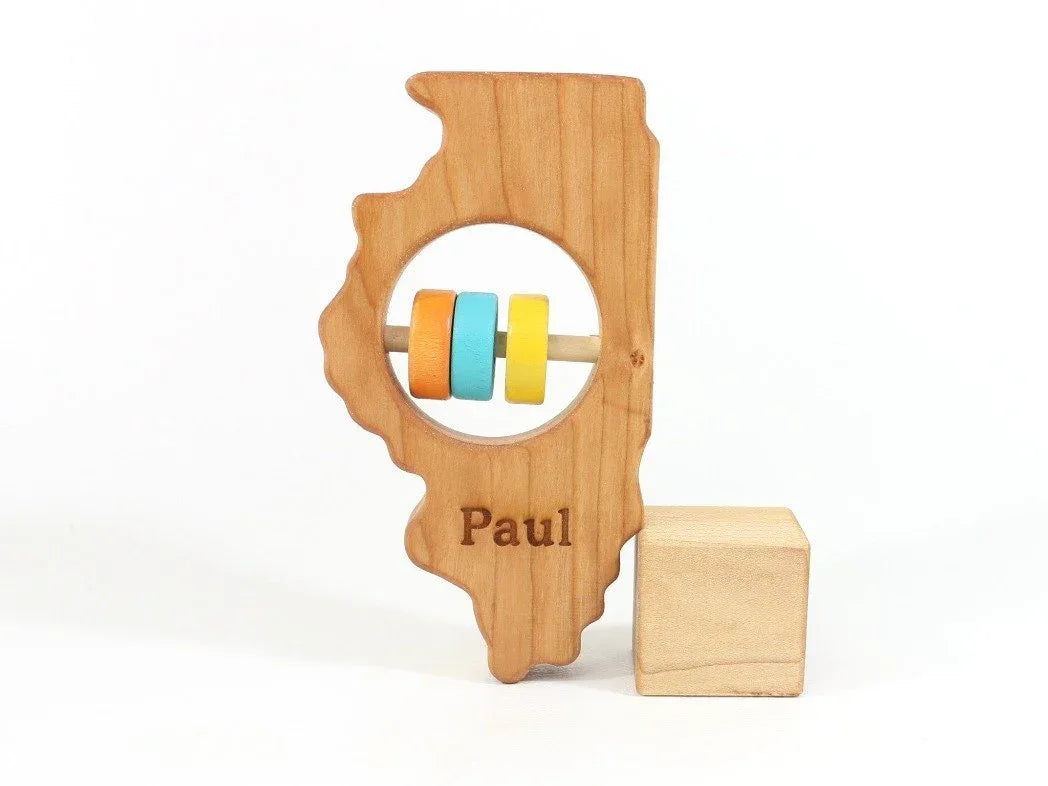Illinois State Wooden Baby Rattle™ - BIG FRENCHIES