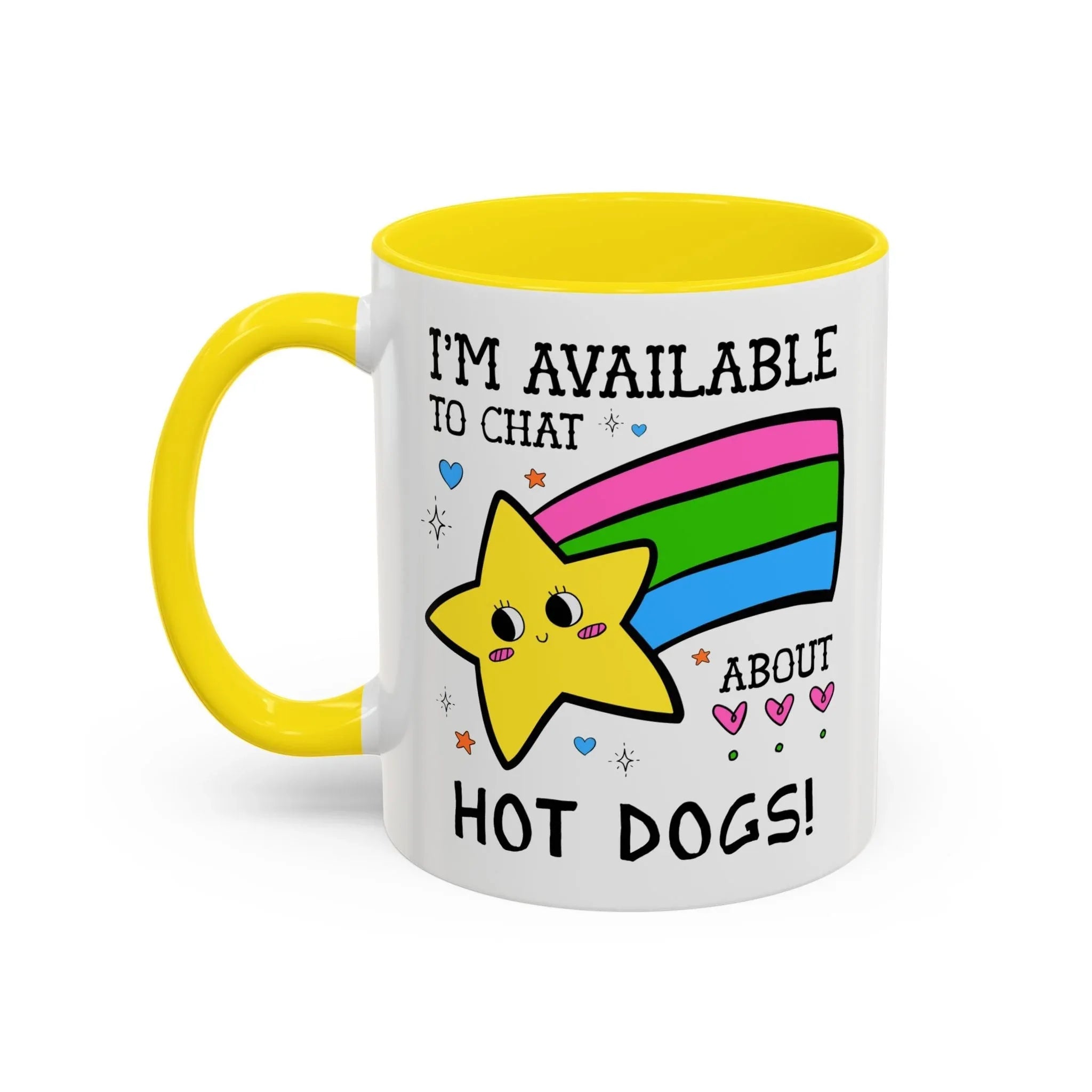 I'm Available to Chat About Hot Dogs Coffee Mug - BIG FRENCHIES