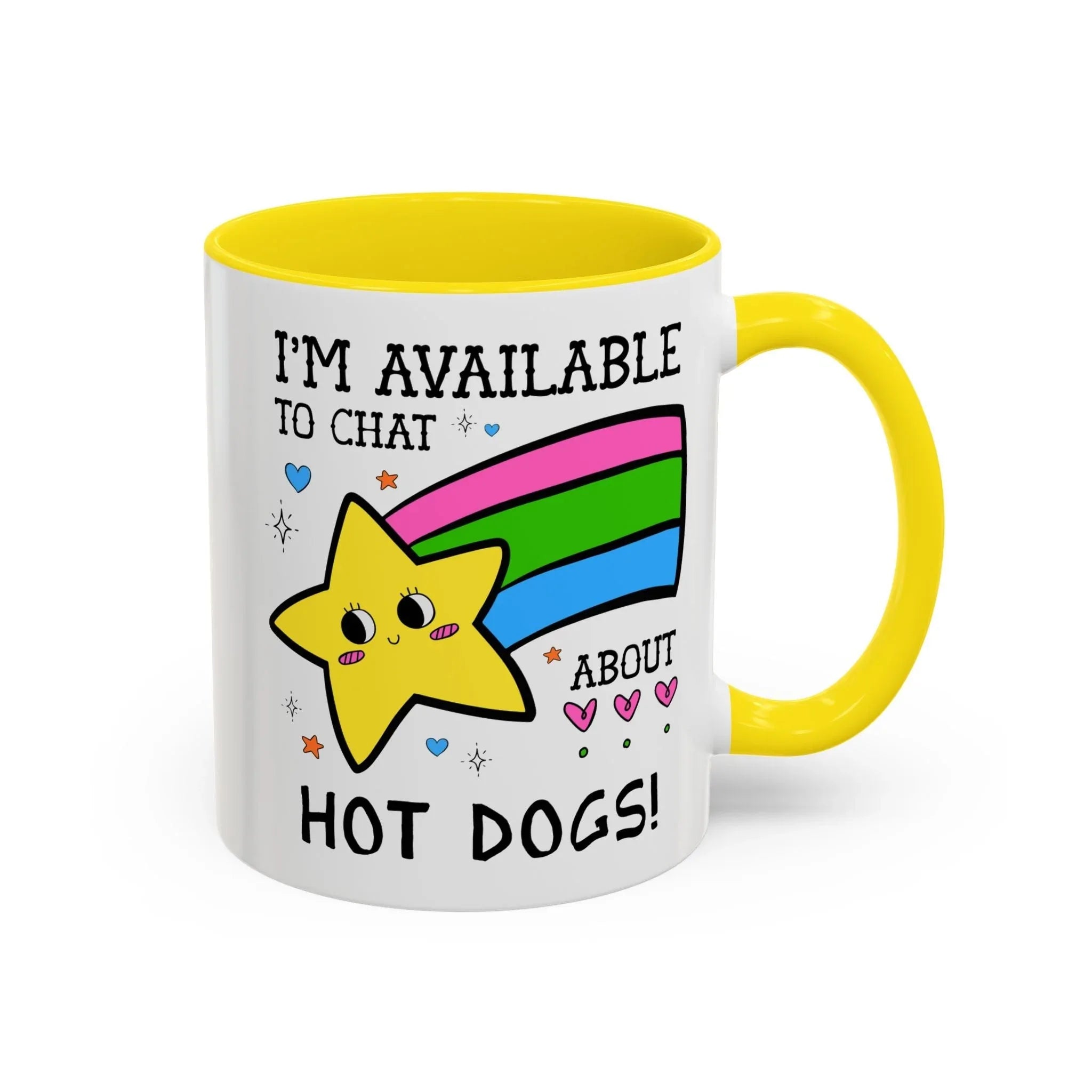 I'm Available to Chat About Hot Dogs Coffee Mug - BIG FRENCHIES
