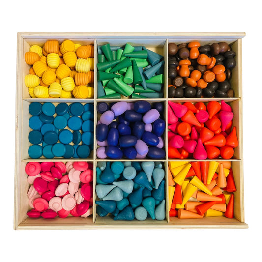 324 Pcs Mandala Loose Parts with Wooden Tray — Open-Ended Play Set - BIG FRENCHIES