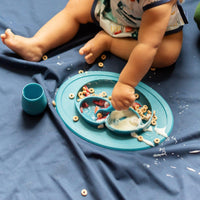 Solid Navy Minimalist Splash Mat - A Waterproof Catch-All for Highchair Spills and More! - BIG FRENCHIES