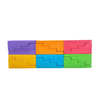 12-Piece Stained Stepped Roof Building Block Set — Primary Rainbow Colors - BIG FRENCHIES
