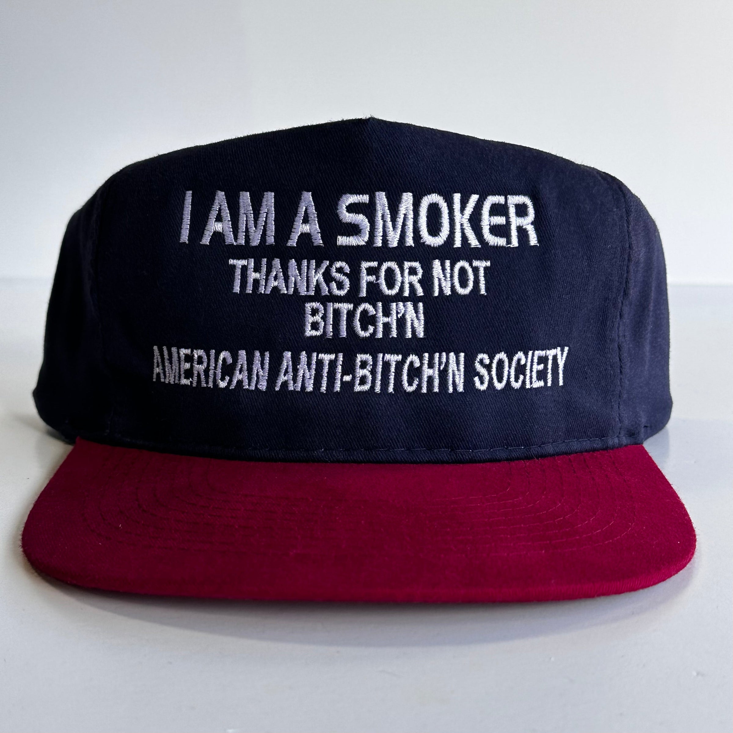 I AM A SMOKER THANKS FOR NOT BITCH’N Vintage Strapback Funny Hat Cap Custom Embroidered