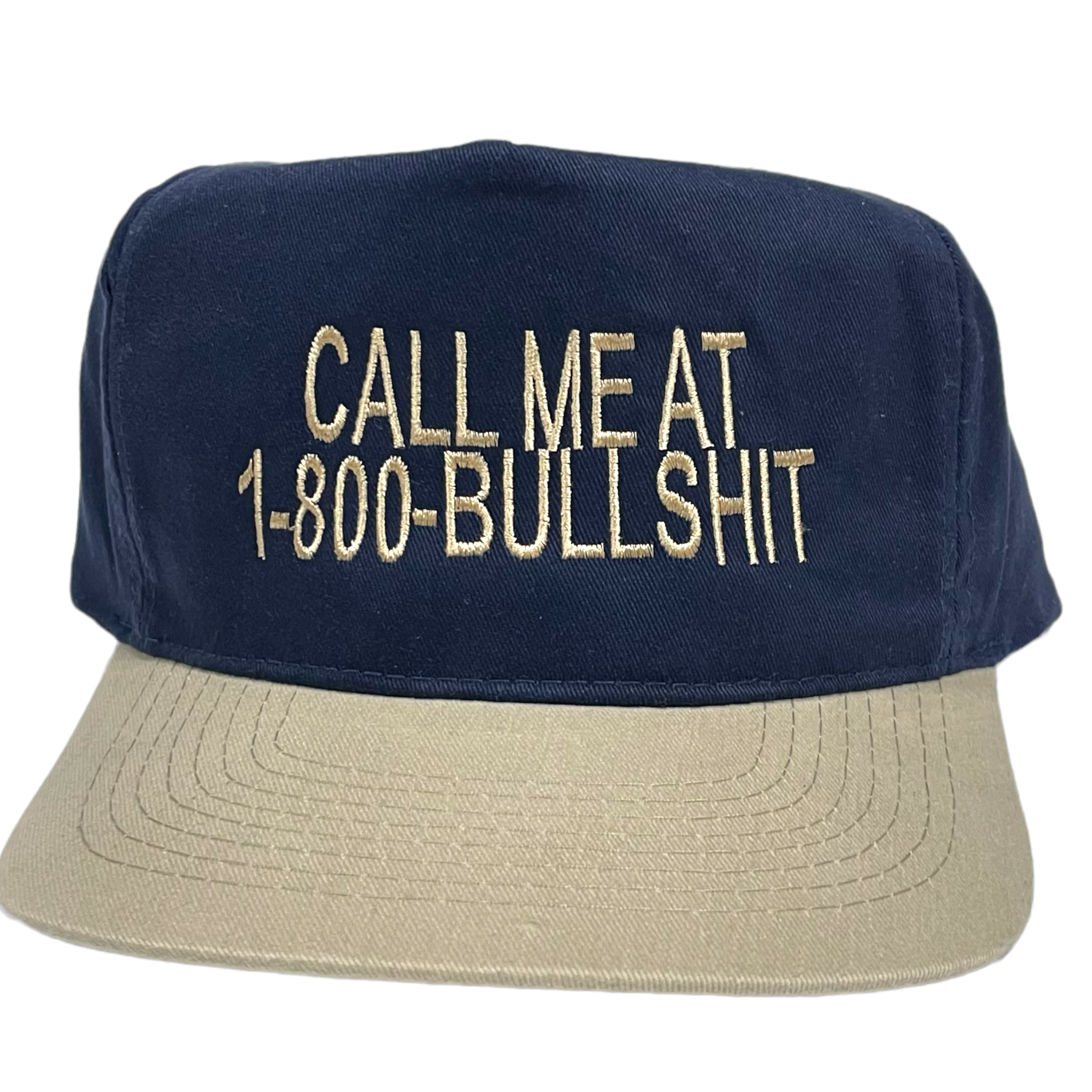 CALL ME AT 1-800-BULLSHIT Vintage Navy Blue Strapback Cap Hat Funny Custom Embroidered