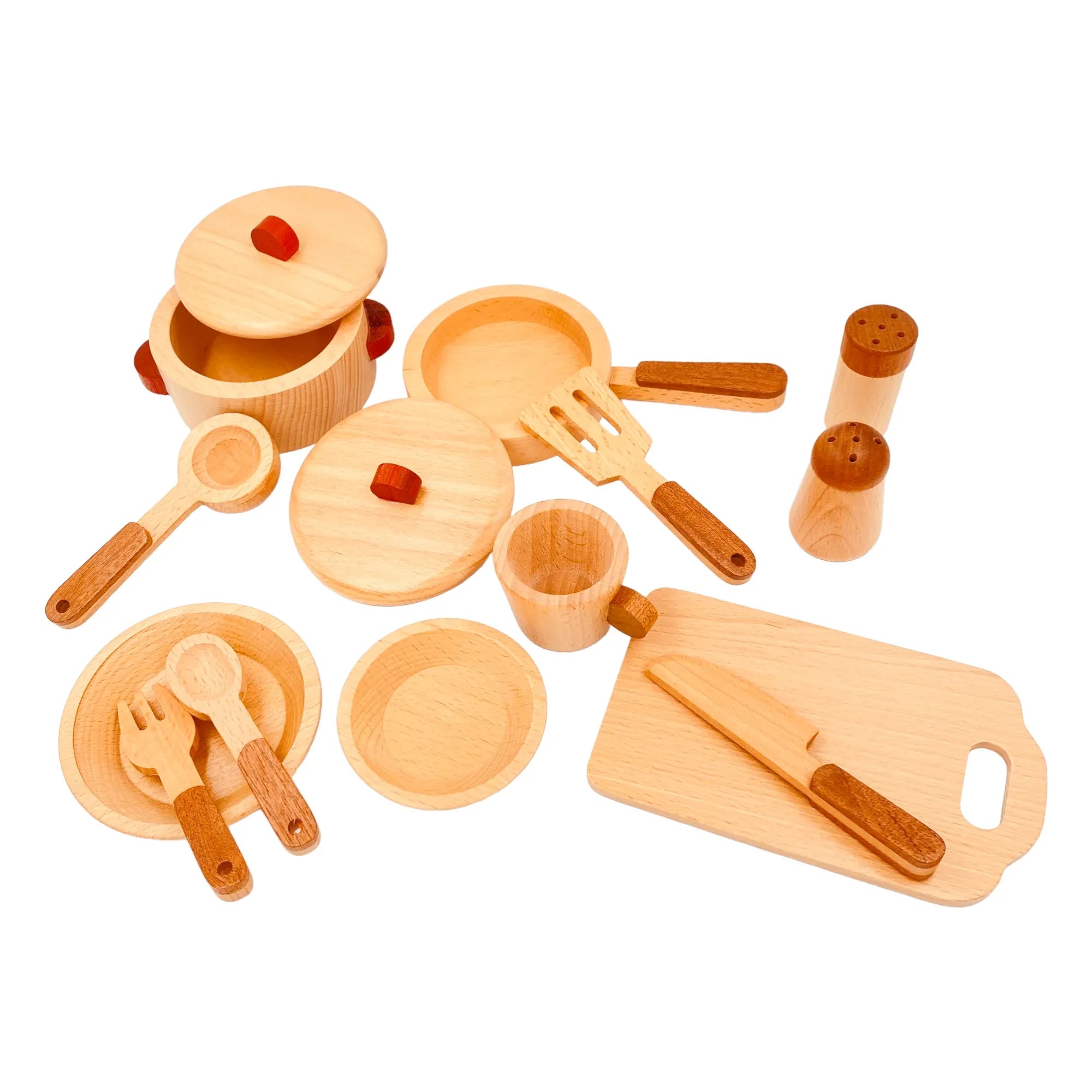 15 Pcs Wooden Kitchen Cookware Playset - BIG FRENCHIES