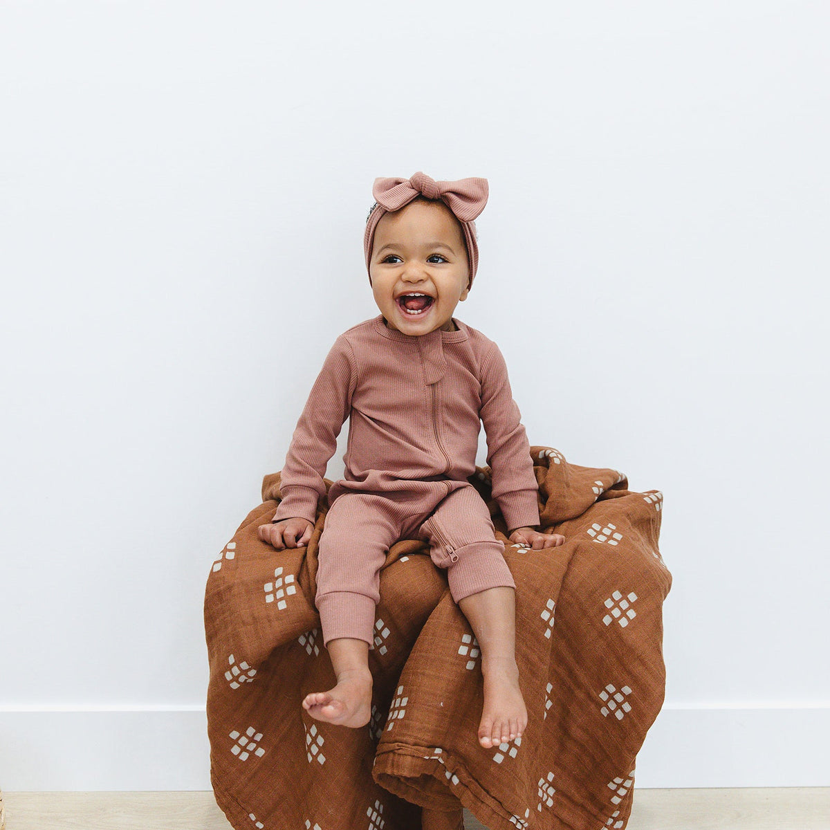 Dusty Rose Organic Cotton Ribbed Head Wrap - BIG FRENCHIES