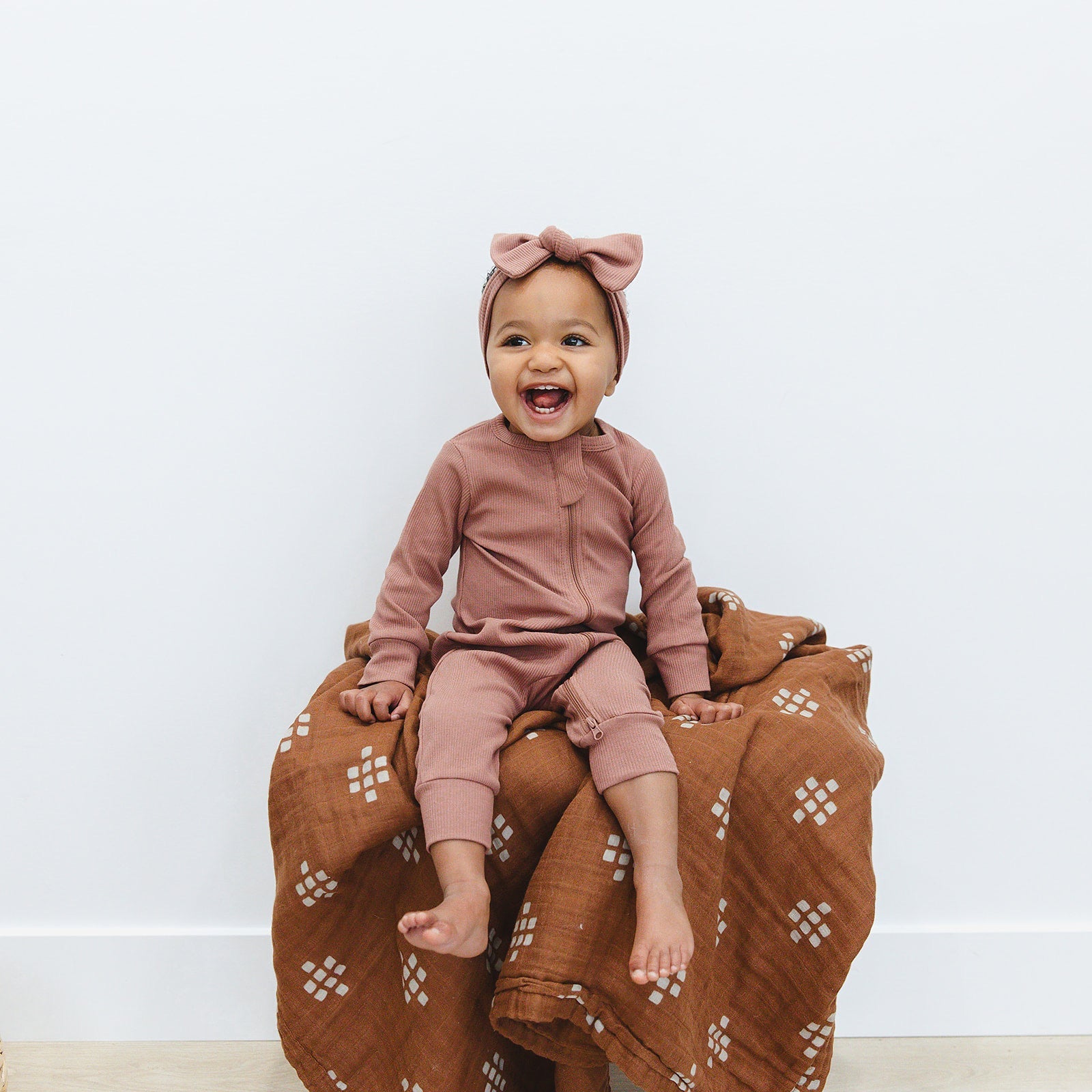 Dusty Rose Organic Cotton Ribbed Head Wrap - BIG FRENCHIES