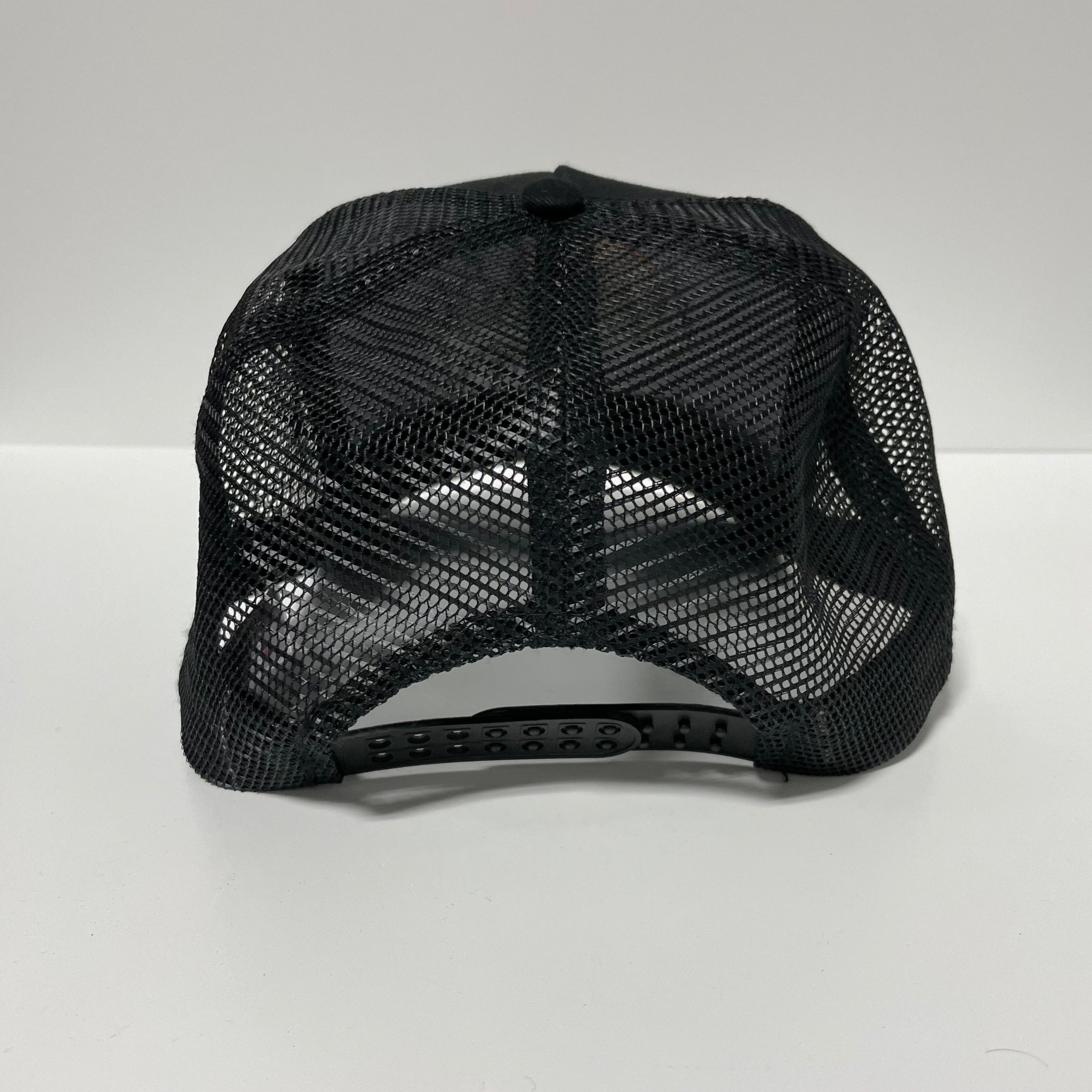 Deer Hunting Scene White Rope Vintage Black Mesh Trucker Snap Back Cap Hat Tall Crown Custom Embroidered