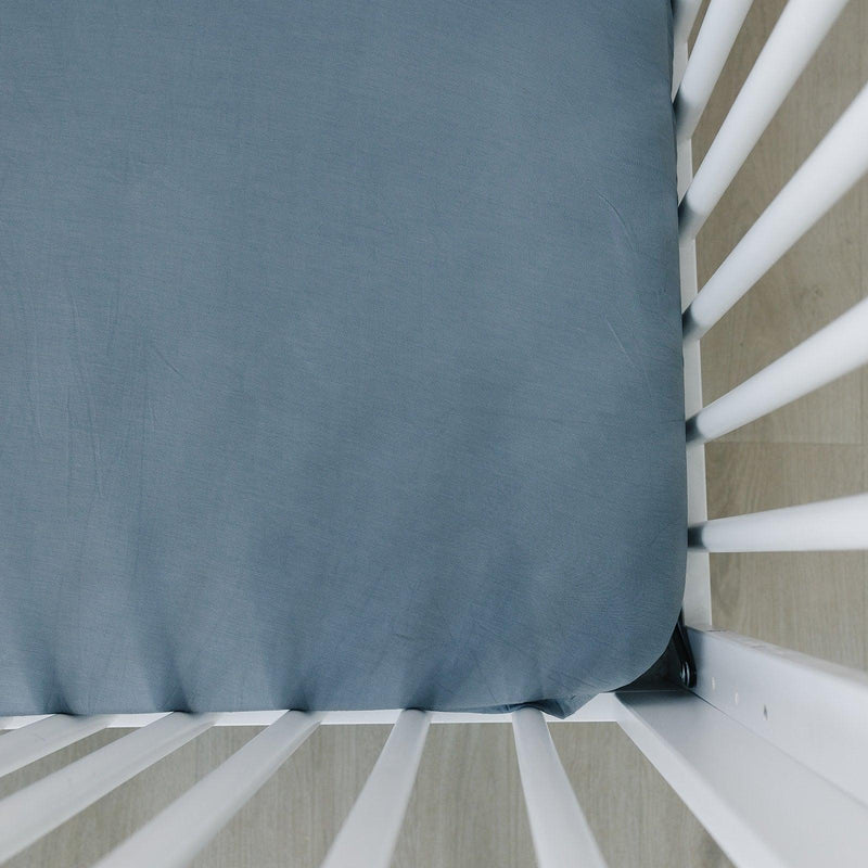 Dusty Blue Bamboo Stretch Crib Sheet - BIG FRENCHIES