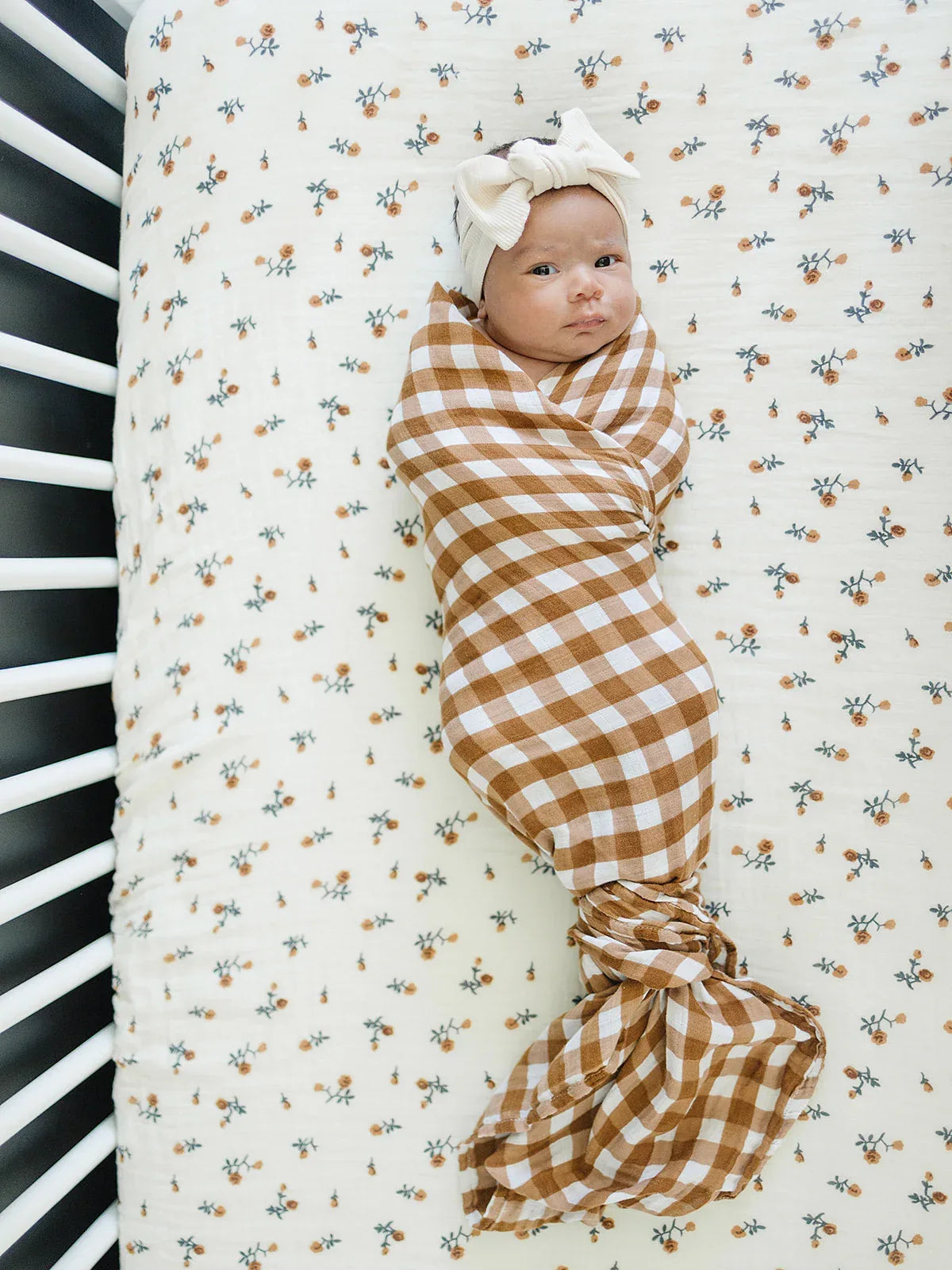 Cream Floral Muslin Crib Sheet - BIG FRENCHIES
