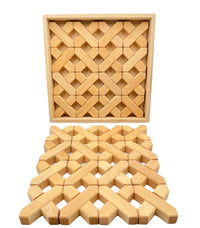 32-Piece Wooden X-Shape Building Blocks Set with Storage Tray - BIG FRENCHIES