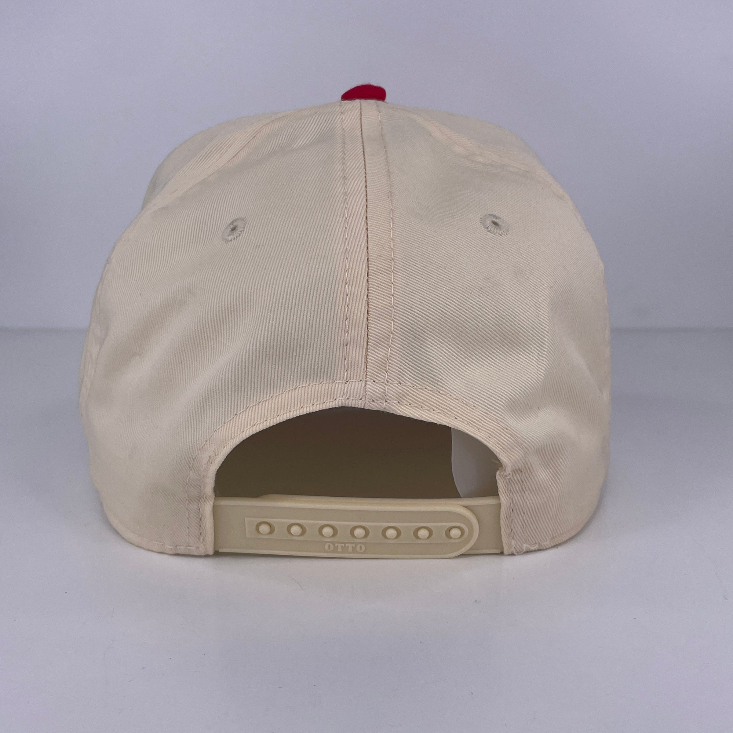 Juggernaut Surf Shop Custom Embroidered Cream/Red SnapBack