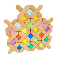 32-Piece Wooden X-Shape Building Blocks Set with Storage Tray - BIG FRENCHIES