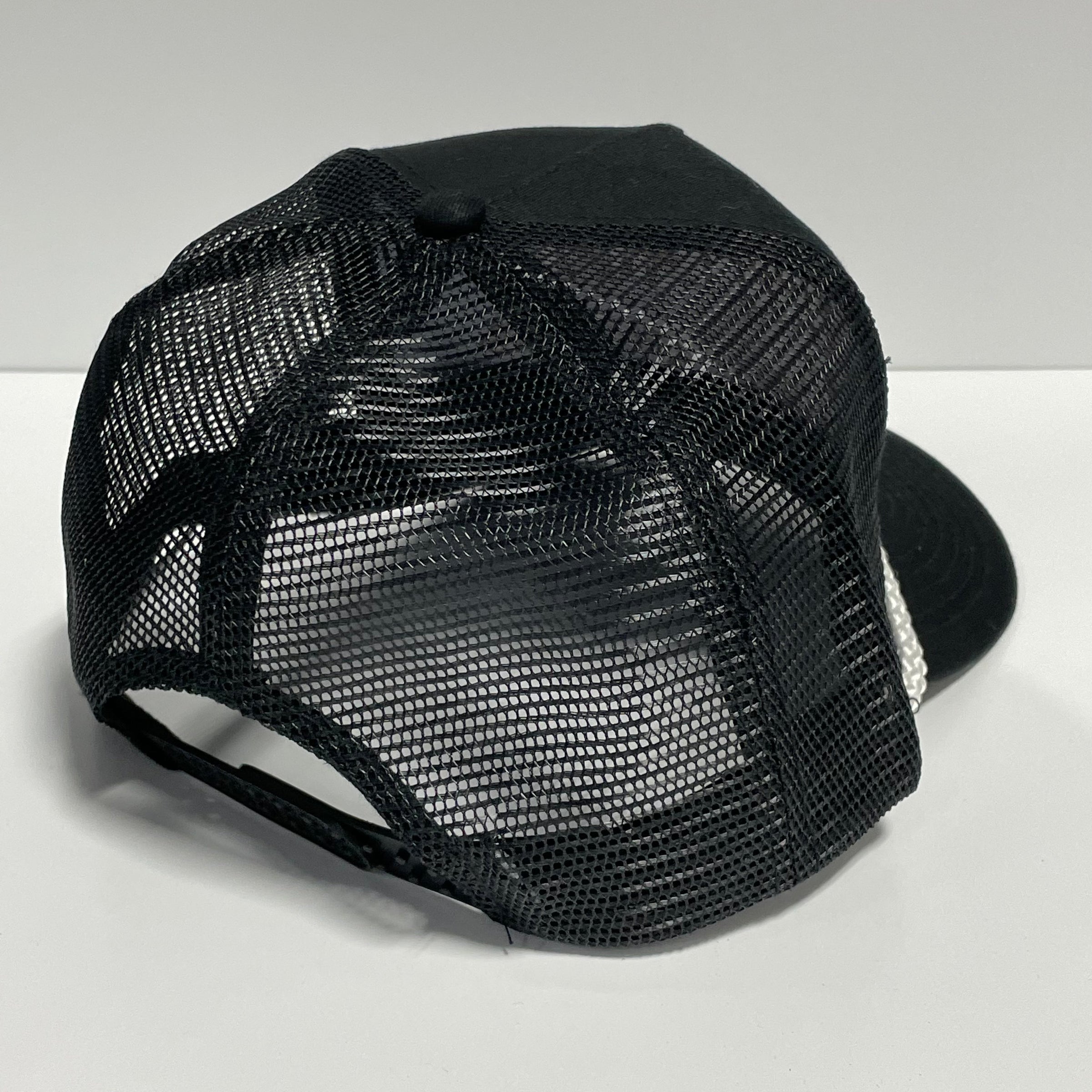 YIPPEE-KI-YAY White Rope Vintage Custom Embroidered Black Mesh Trucker Snapback Cap Hat