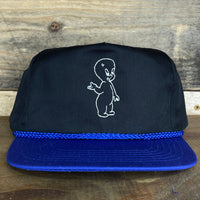 Custom Casper Glows in the dark Vintage Custom Embroidered Rope Blue Brim Black Snapback Cap Hat