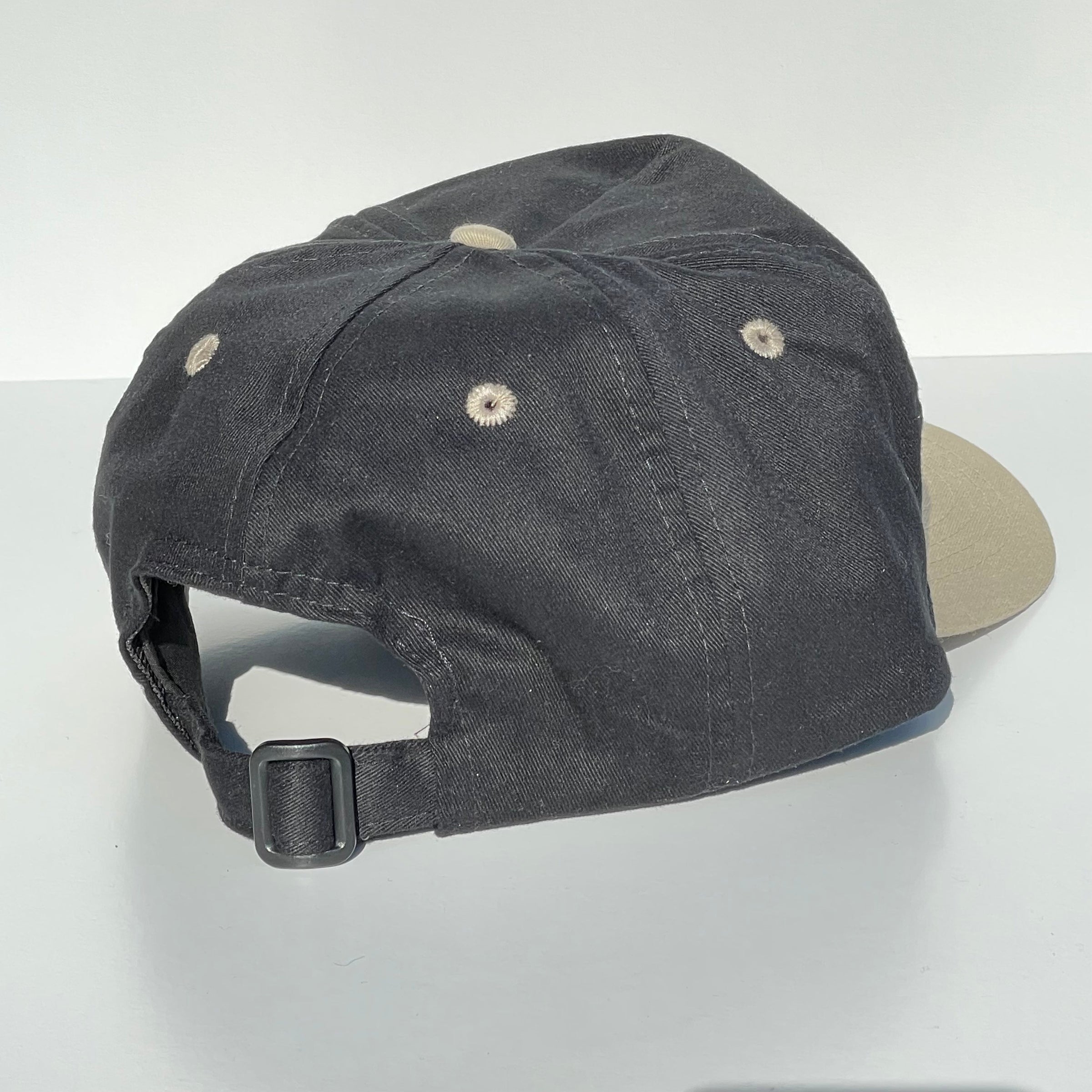 BEST BUCKING DAD Deer Black Crown Tan Brim Strapback Cap Hat For Him Custom Embroidered
