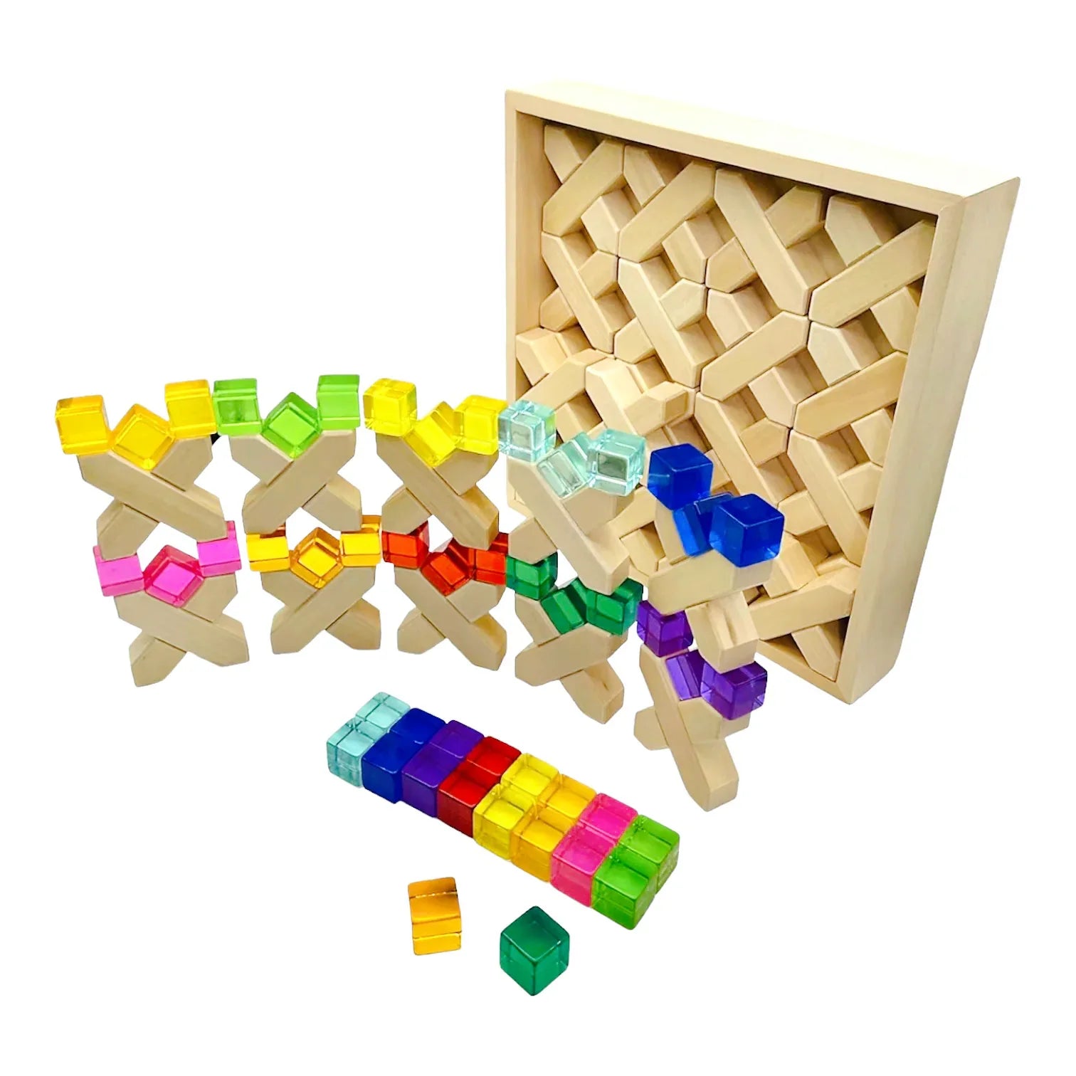 80 Pcs Combination Set with 32 X-Shape Blocks and 48 Lucite Cubes - BIG FRENCHIES