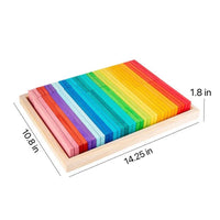 64 PCS STAINED Large Wooden Rainbow Building Slats with Storage Tray - BIG FRENCHIES