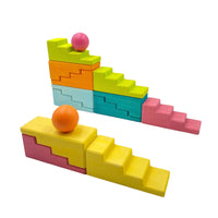 12-Piece Stained Stepped Roof Building Block Set — Pastel / Macaron Colors - BIG FRENCHIES