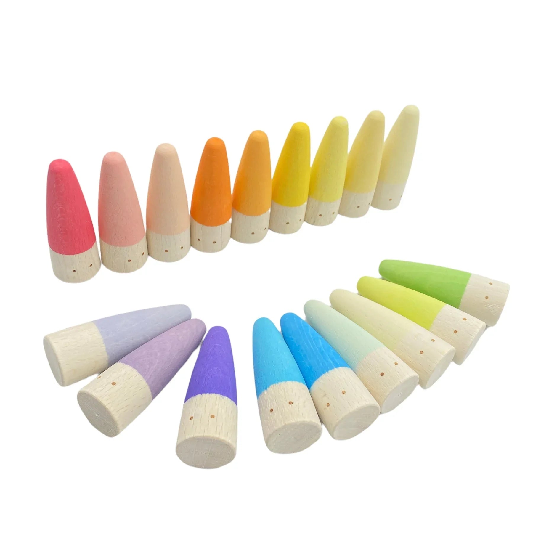 18-Piece Stained Wooden Stick Gnomes - BIG FRENCHIES
