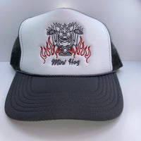 Iggy Man Mini Hog Vintage Gray White Mesh Snapback Hat Cap Custom Embroidered
