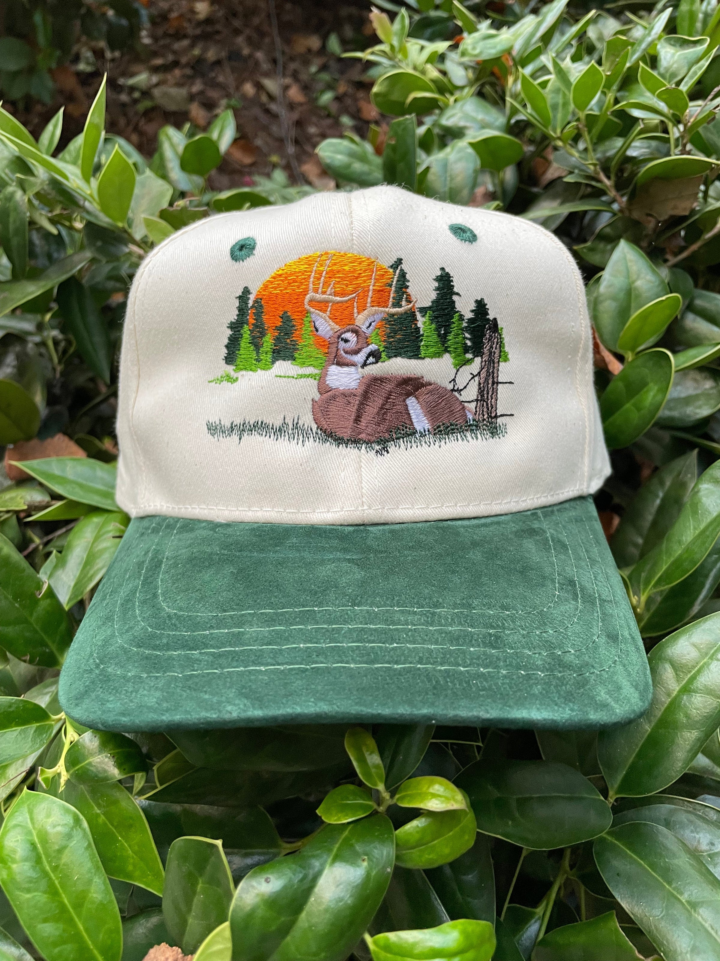 Deer Hunting Green Brim Snapback Cap Hat Custom Embroidered