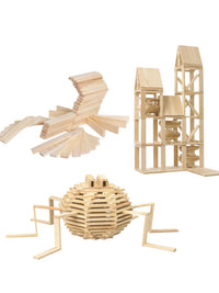 120-Piece Natural Wooden Building Planks Set | Open-Ended STEM Construction - BIG FRENCHIES