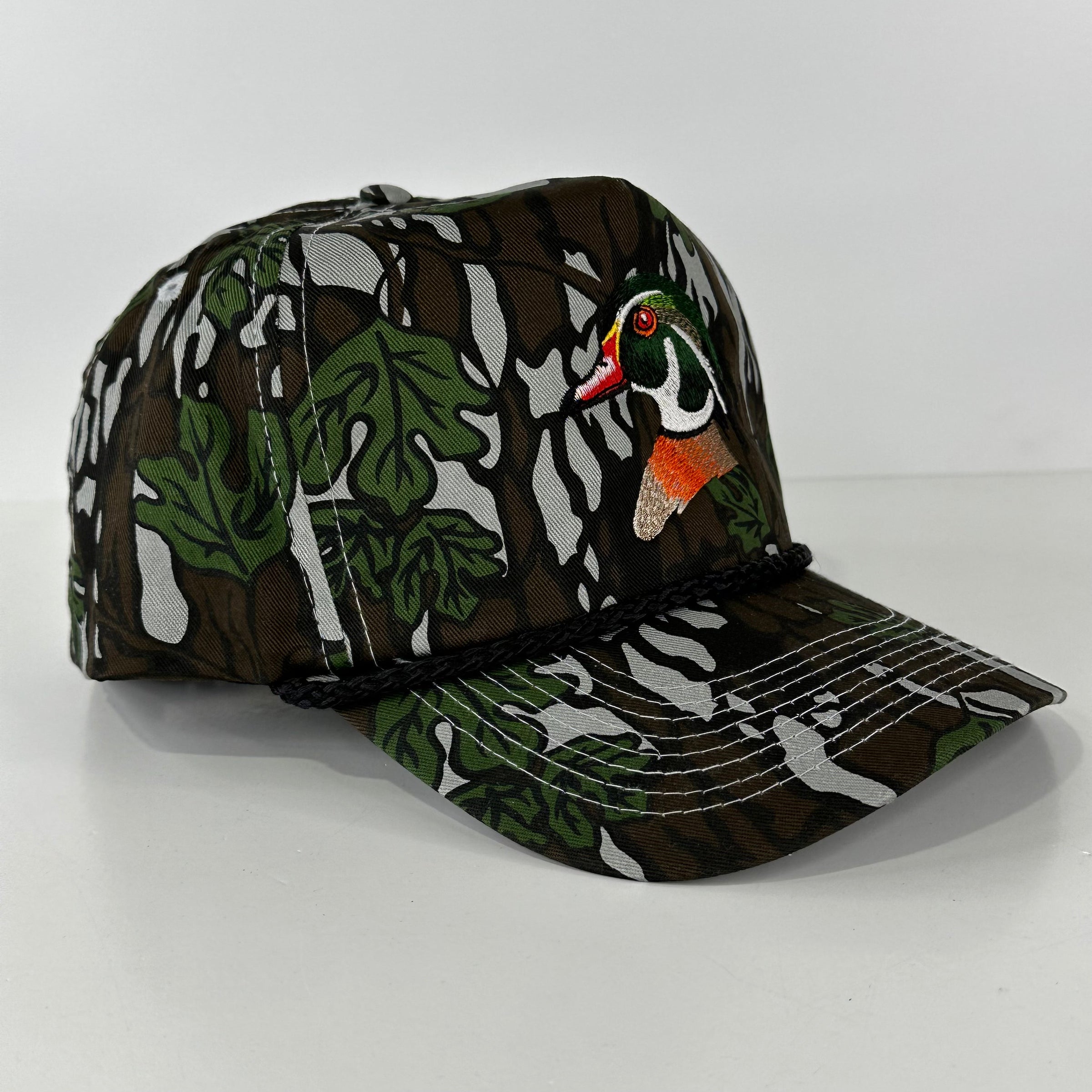 WOOD DUCK Green Leaf CAMO SNAPBACK Hunting Vintage Trucker Cap Hat Custom Embroidered