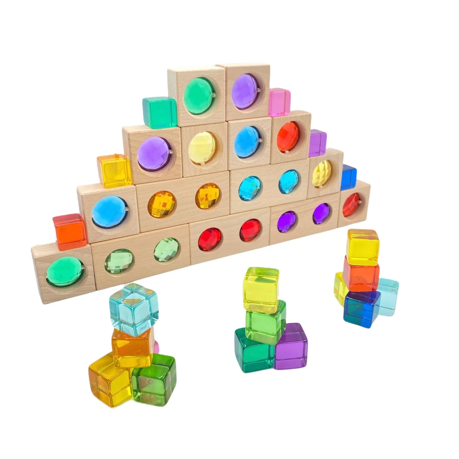 15 Pcs Colored Track with 20 Pcs Lucite Cubes Set with Storage Tray - BIG FRENCHIES