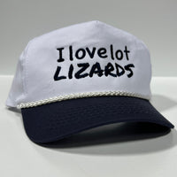 I LOVE LOT LIZARDS Vintage Rope Navy Brim SnapBack Cap Hat Custom Embroidered