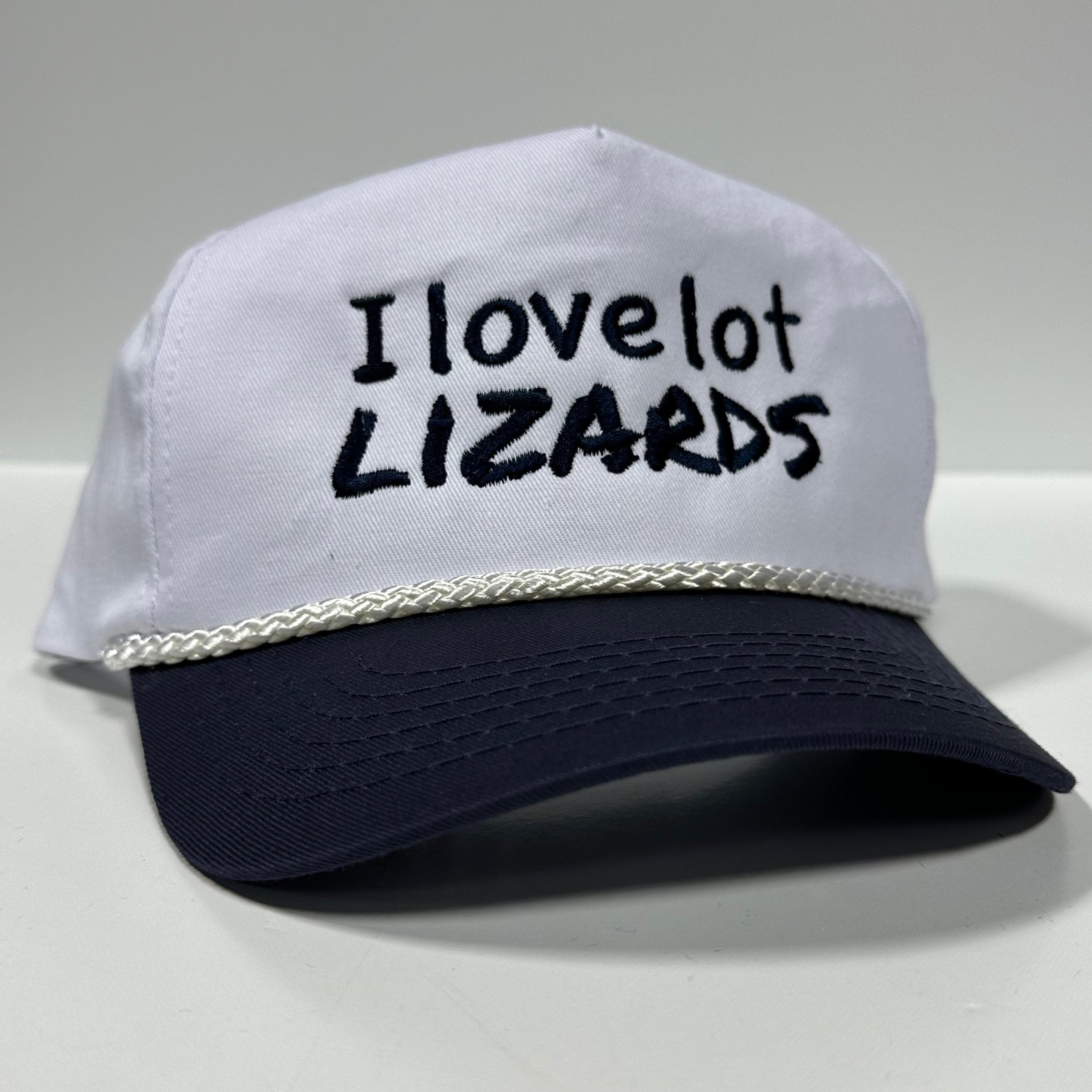 I LOVE LOT LIZARDS Vintage Rope Navy Brim SnapBack Cap Hat Custom Embroidered