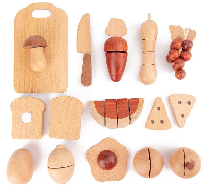 30 Pcs Wooden Fruits and Vegetables Cutting Playset - BIG FRENCHIES
