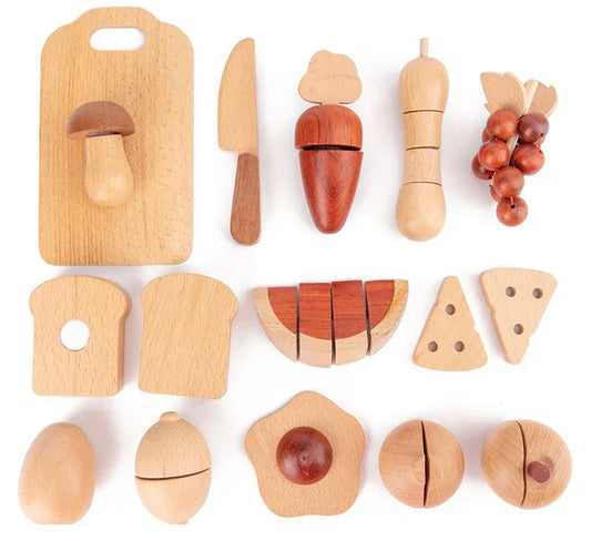 30 Pcs Wooden Fruits and Vegetables Cutting Playset - BIG FRENCHIES