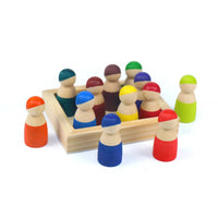 12-Piece Little Peg Doll Set with Tray — Primary Colors - BIG FRENCHIES