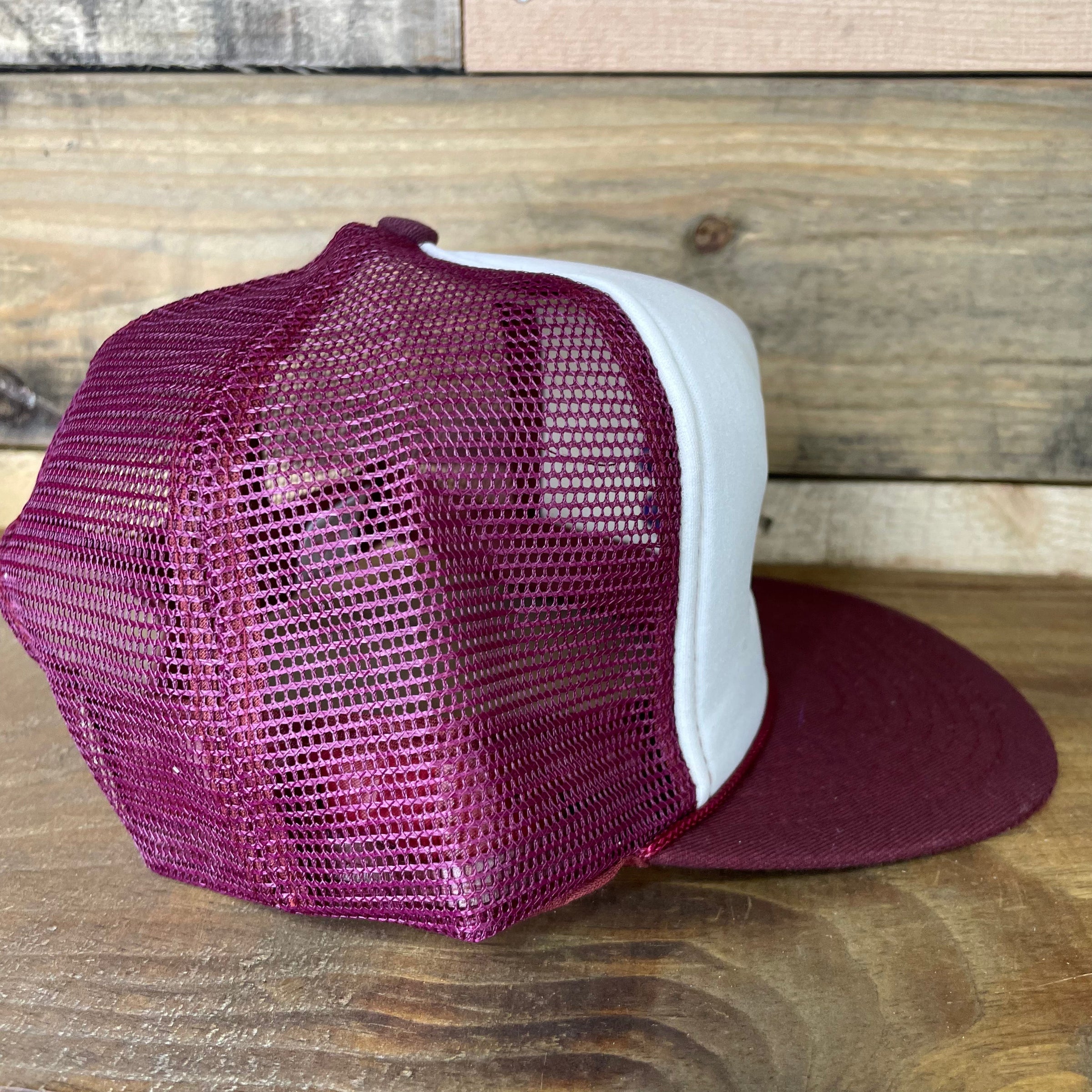 Custom Your Moms Favorite Ride Vintage Custom Embroidered Maroon Mesh Trucker Snapback Cap Hat