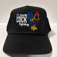 I LOVE COCK FIGHTING Black Rope SnapBack Cap Hat Funny Custom Embroidered