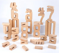 32 Pcs Wooden Math Number Building Blocks Set with Tray - BIG FRENCHIES