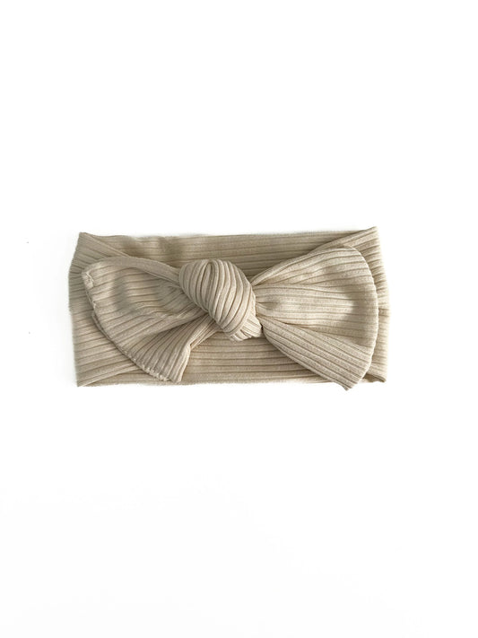 Oat Beige Baby Girl Bow Headwrap - BIG FRENCHIES
