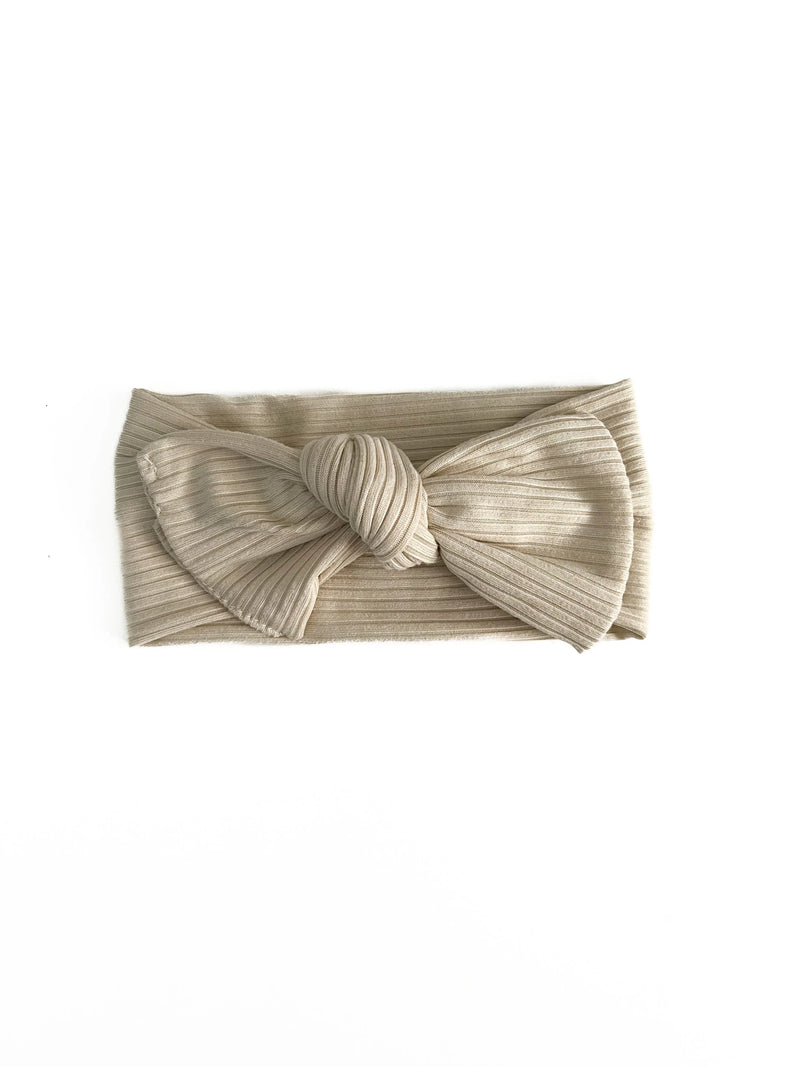 Oat Beige Baby Girl Bow Headwrap - BIG FRENCHIES