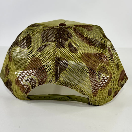 Lab Dog Duck Hunting on a Camo Mesh Trucker SnapBack Hat Cap Custom Embroidered