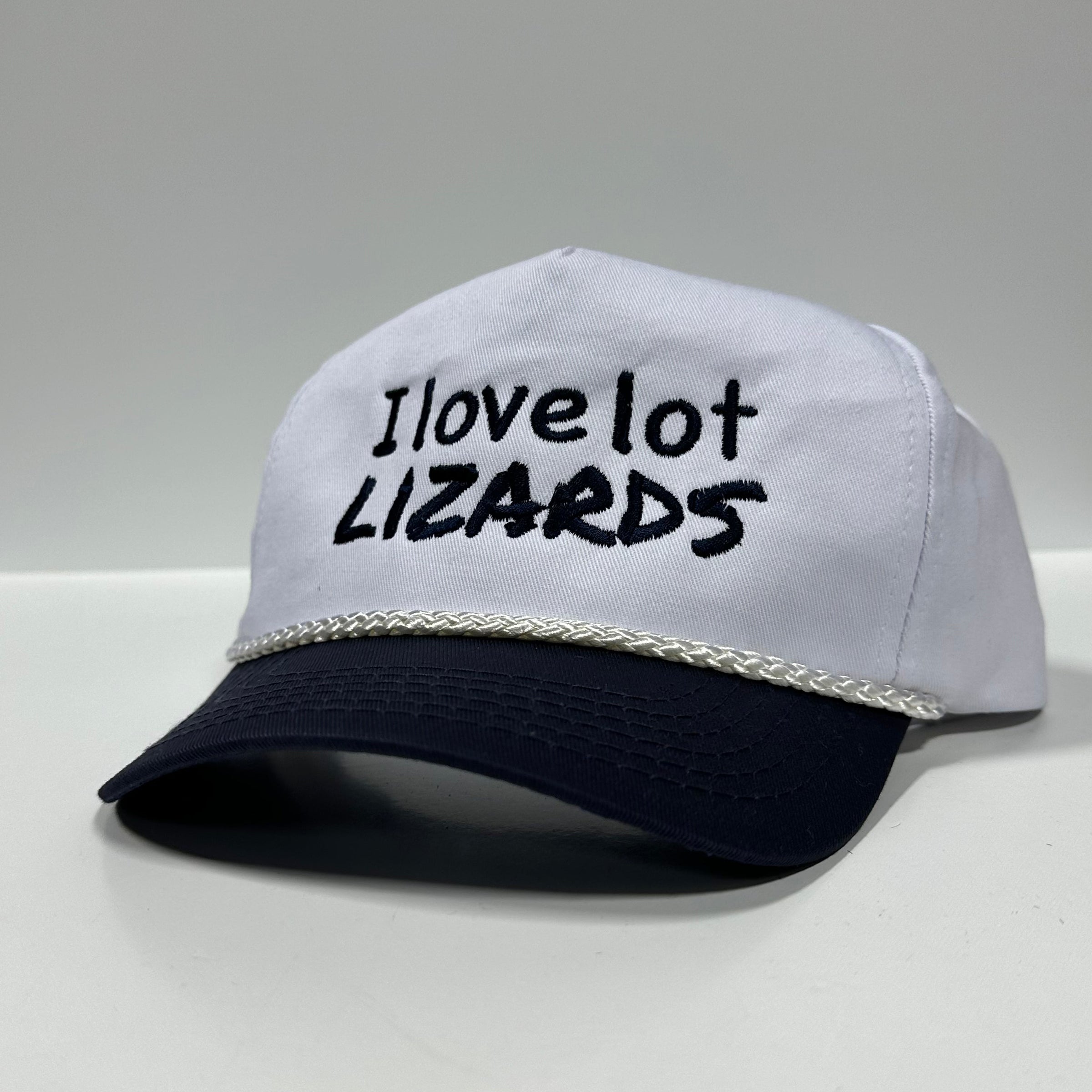 I LOVE LOT LIZARDS Vintage Rope Navy Brim SnapBack Cap Hat Custom Embroidered